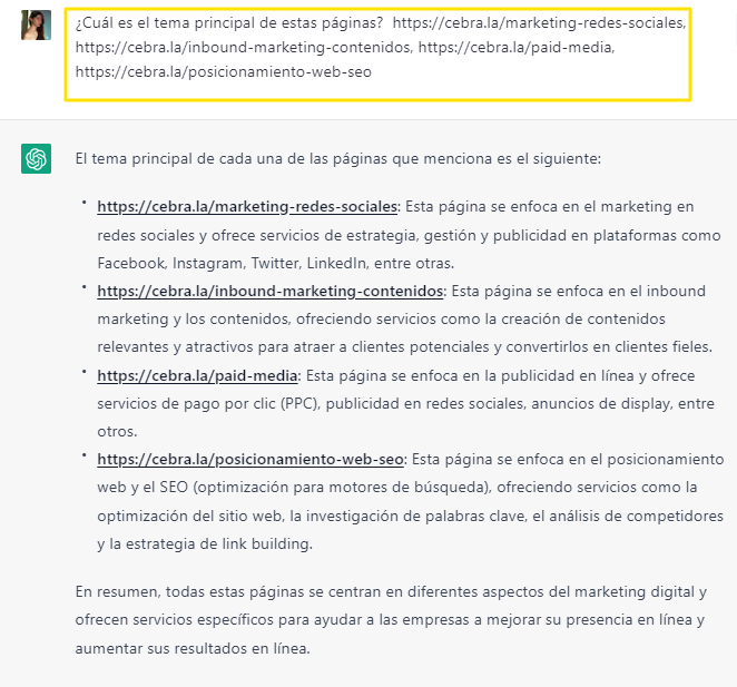 solicitud de estructura y jerarquización de un sitio a chatgpt